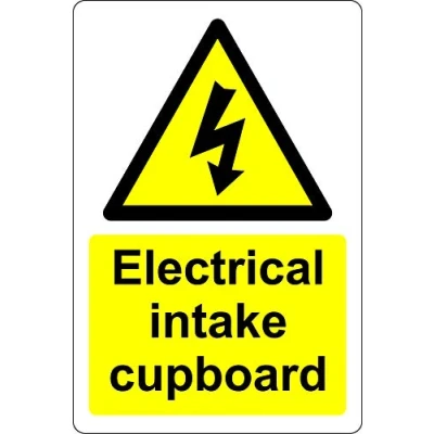 Image of Electrical intake cupboard door Safety sign Self adhesive sticker 200mm x 150mm