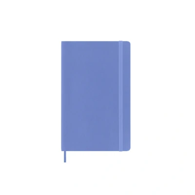 Image of Moleskine Classic Notebook, Plain Soft Cover and Elastic Closure, Size Large 13 x 21 cm, Colour Hydrangea Blue, 240 Pages