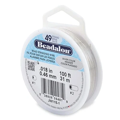 Image of Beadalon 0.46 mm Diameter 31 m Reel 49 Strand Wire, Silver