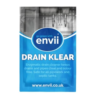 Image of envii Drain Klear Natural Enzymatic Cleaner, Strong Kitchen Sink Unblocker for Pipes, Eliminates Odour and Clears Clogged Drains Septic Tanks Safe 12 Tablets