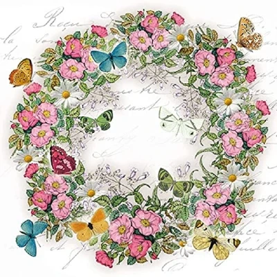 Image of Crafty Things 4 x Paper Napkins Flower Wreath Ideal for Decoupage/Napkin Art