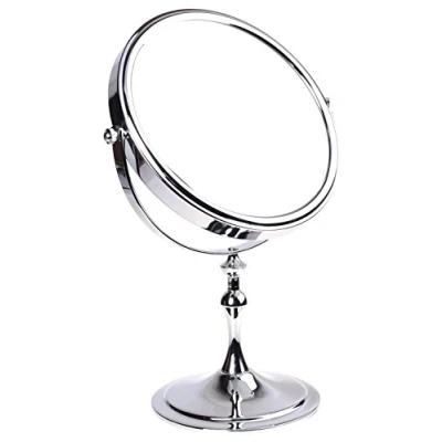 Image of HIMRY Countertop Mirror 5x Magnification 8 Inch 360 Rotation Vanity Double Sided : Normal + Magnification, Schmink Mirror/Shaving 20 cm Diameter Chrome Plated KXD3105