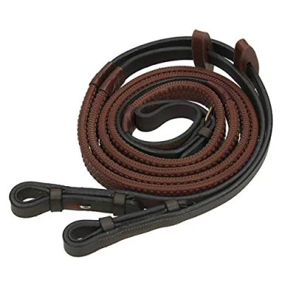 Image of Rambo Micklem Competition Rubber Rein Brown: Horse