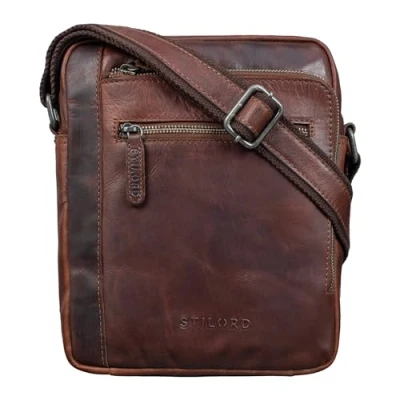 Image of STILORD &#039;Bruce&#039; Vintage Men&#039;s Leather Bag Small Shoulder for Men 9.7 iPad Messenger Genuine Leather, Colour:Florida Brown