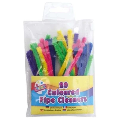Image of Pipe Cleaners 20 Pack Assorted Bright Colours Kids Arts Crafts Embellishments