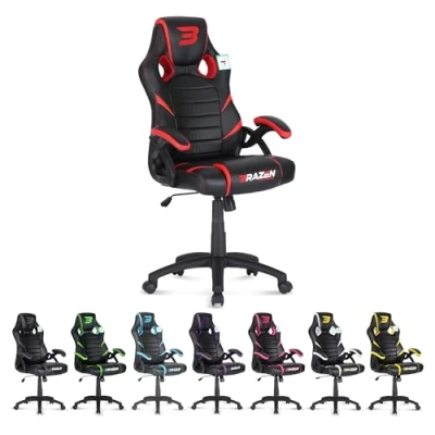 Image of BraZen Puma PC Chair Gaming for Adults Office Computer Chairs Adult Video Game Black Red
