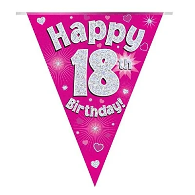 Image of Oaktree 630765 18th Birthday Pink Bunting 3.9m (1)