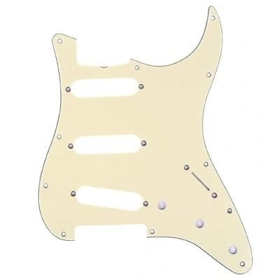 Image of Musiclily Pro 11 Hole 60s 64 Vintage Style Strat SSS Pickguard for American Stratocaster Guitar, 3Ply Cream