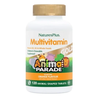 Image of NaturesPlus Animal Parade Gold Children Multivitamin Orange Flavour, Chewable Shaped Tablets Vegan, Gluten Free 120