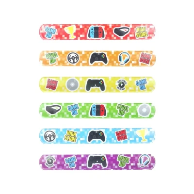 Image of HENBRANDT 6 x Gamer Snap Bracelets for Kids Video Gaming Console Party Bag Fillers Lucky Dip Slap Bracelet Band Girls and Boys Wristbands