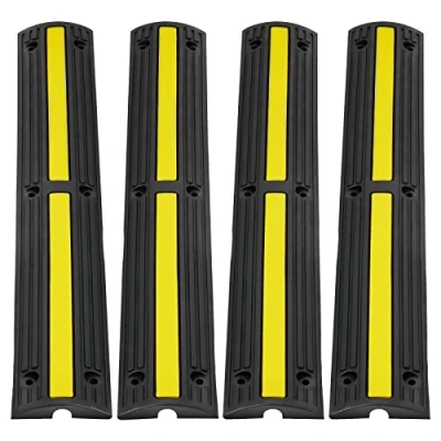 Image of VEVOR 3.28 ft Cable Protector Ramp, 4 Pack of 1 Channel, 18000 lbs/axle Capacity Heavy Duty Rubber Speed Bumps, Floor Cord Wire Cover, for Residential Areas, Private Garages, Gardens