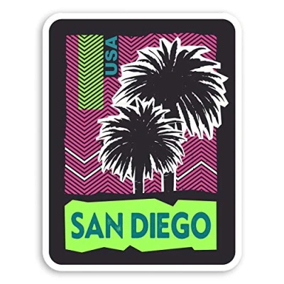 Image of 2 x 10cm San Diego Vinyl Stickers USA America Travel Sticker Luggage #20379 (10cm Tall)