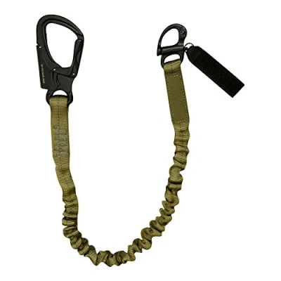Image of Fusion Tactical 2ft 24&quot;x1&quot; Internal Elastic Bungee Military Police Personal Retention Helo Lanyard with Snap Hook Shackle 23kN Coyote Brown