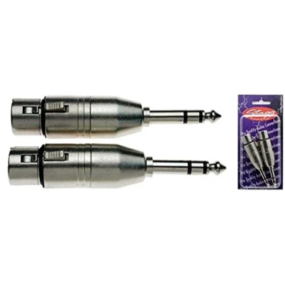 Image of Stagg 16100 Male Stereo Jack/Symmetrical Female XLR Audio Adaptor Matt Chrome (Pack of 2)