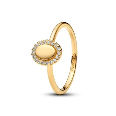 Image of Pandora Gold Engravable Oval Halo Ring 54