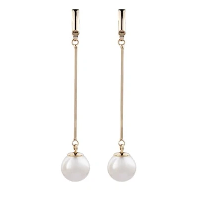 Image of Clip On Earrings Gold Plated Drop With A Large Pearl Beyonce