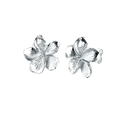 Image of Elli Earrings Ladies Stud Frangipani Flower Nature Filigree in 925 Sterling Silver