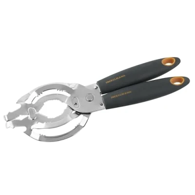 Image of Fackelmann Jar Opener, Soft Grip Anti Slip Handles, Multi Use Bottle Opener for Arthritic Hands, Ring Pull, 25x10x2cm, Orange Grey &amp; Silver