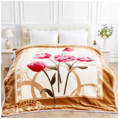 Image of GC GAVENO CAVAILIA 2 Ply Reversible Flower Blanket Throw Sherpa Fleece Bed 6kg Soft, Cozy, Thermal, Heavy Weight Blankets For Adult (200X240 cm) Fluffy Large King Size Polyester