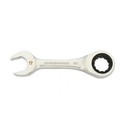 Image of GEARWRENCH 17mm 90 Tooth 12 Point Stubby Combination Ratcheting Wrench 86847
