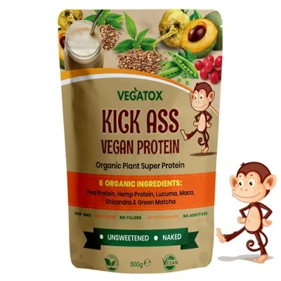 Image of Organic Vegan Protein Powder Clean and Natural Shake Unsweetened No Flavourings or Artificial Ingredients Gluten Free Plant 500g