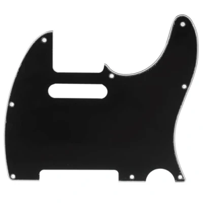 Image of Musiclily Pro 8 Hole Guitar Tele Pickguard for JPN Made Fender Japan Telecaster, 3Ply Black