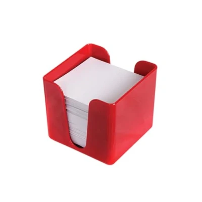 Image of Deflecto Desk Notes Cube Red Desktop Memo Block Refill Cubic Notepad Holder Pad Paper