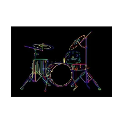 Image of Wee Blue Coo Painting Colourful Drum Kit Music Instrument Framed Art Print Picture F12X676