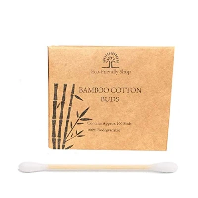 Image of Eco Friendly Shop 100 Bamboo Cotton Buds 100% Natural Biodegradable Wooden Swabs (100 BUDS)