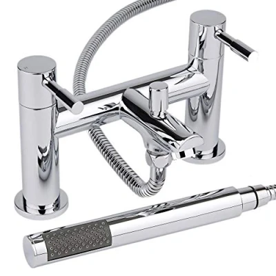 Image of Milano Mirage Modern Bath Shower Mixer Tap Hand Handset Kit Chrome