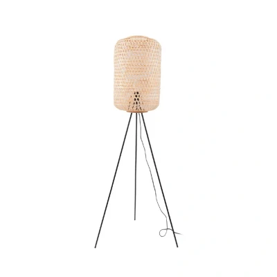 Image of Lucande floor lamp Jorick, bamboo, tripod, height 186 cm