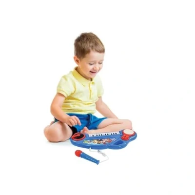 Image of Lexibook K704PA Paw Patrol Electronic Piano for Children with Light Effects, Microphone, Drums, Built in Speaker, Demo Tunes, DJ Player, Blue/red, Black