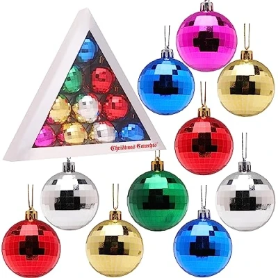Image of Christmas Concepts® Pack of 10 60mm (2.4&quot;) Tree Baubles Shiny Disco Ball