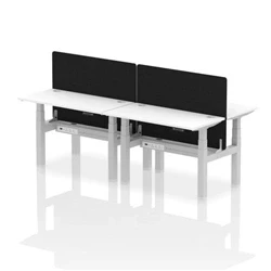 Image of Air B2B 1200x600mm Adjustable 4P Bench Desk CP White/Silver + Screen