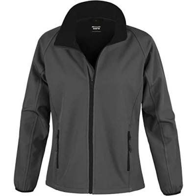 Image of Result Women&#039;s Core Ladies Printable Softshell Jacket, Grey (Cha/Blk), 10(Size:S)