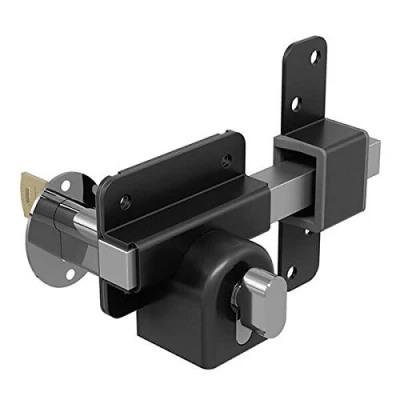 Image of GateMate Long Throw Gate Lock 1490106, Euro Profile for Sheds, Gates &amp; Garage Doors, Keyed Outside Inside Thumb Turn, 316 Stainless Steel, Wooden Doors Up to 50mm (2), 5 Keys