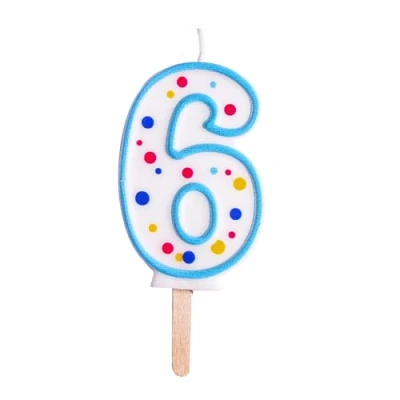 Image of PME Blue Number 6 Candle, 4 x 1 6.3 cm