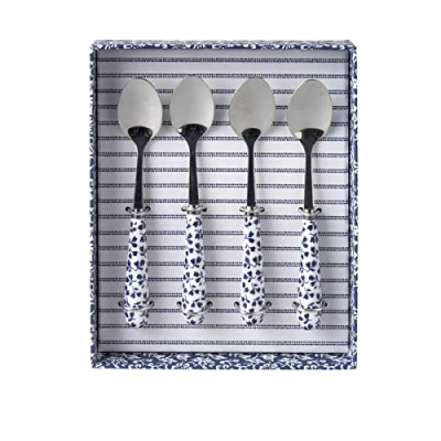 Image of Laura Ashley Blueprint Collectables Gift Set of 3 Cheese Knives Plain and Candy Stripe Multi material Composition (Teaspoon)