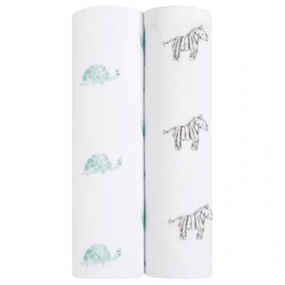 Image of aden + anais Cotton Muslin Swaddle 2 Pack Squares Large Receiving Blankets for Girls &amp; Boys Ideal Newborn Babies Swaddling Wrap Set Perfect Animal Kingdom, 120x120cm