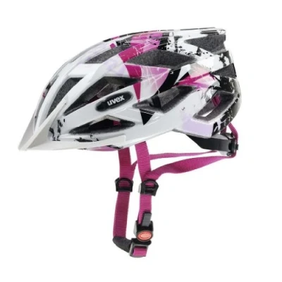 Image of uvex Air Wing Lightweight Kids Bike Helmet for Children Individual Fit Upgradeable with an LED Light White Pink 52 57 cm