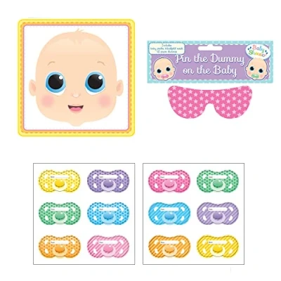 Image of D.A.Y. Republic Stick the Dummy on Baby, Party Games for Kids, Perfect Favours Pin Game Includes Blindfold, Stickers, and Backdrop Poster, Supplies Decoration (Baby Themed)