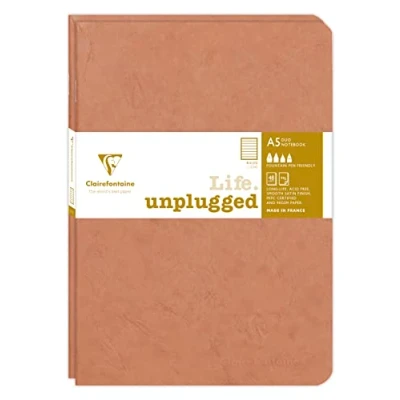 Image of Clairefontaine 733176C Age Bag DUO set of 2 stitched notebooks 14.8x21cm 96p lined tobacco