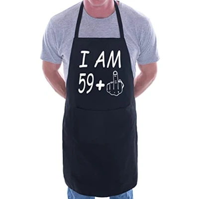 Image of Print4U I am 60 Birthday Novelty Baking Cooking BBQ Apron 60th Ladies Mens Black