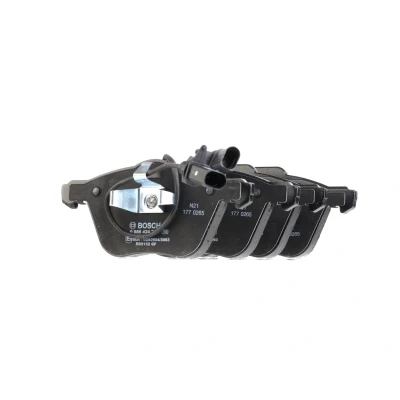 Image of 7M3698151, 7M3698151A Brake pad set BOSCH 0 986 424 777 Low Metallic with integrated wear sensor anti squeak plate, piston clip
