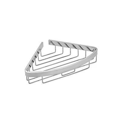 Image of Croydex Aluminium Corner Basket Rust Free Chrome Bathroom Storage, Shower Caddy with Wall Plugs and Screws Included, Accessory Screw to Fixings, Max Load 5kg
