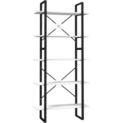 Image of vidaXL 5 Tier Book Cabinet White 80x30x175 cm Pinewood