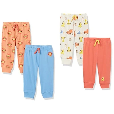 Image of Amazon Essentials Disney Marvel Star Wars Unisex Babies&#039; Trousers, Pack of 4, Lion King Play Eat Roar, Premature