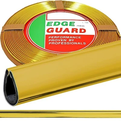 Image of RECAMBO U Shape Rubber Edge Protector for Car Doors 15 Meters Seal and Window Seal, Fits Most Vehicles Gold Yellow Chrome
