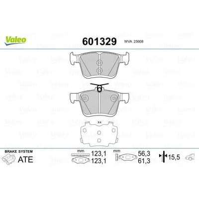 Image of L8V0698451 Brake pad set VALEO 601329 Rear Axle excl. wear warning contact with anti squeak plate VOLKSWAGEN: Golf 7, Passat B8 Variant