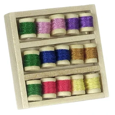 Image of Dolls House Miniature Haberdashery Sewing Room Accessory Box of Cotton Reels